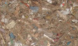 Figure 2: Fluff is a shredded mixture of plastic recycling, wood and paper wastes.